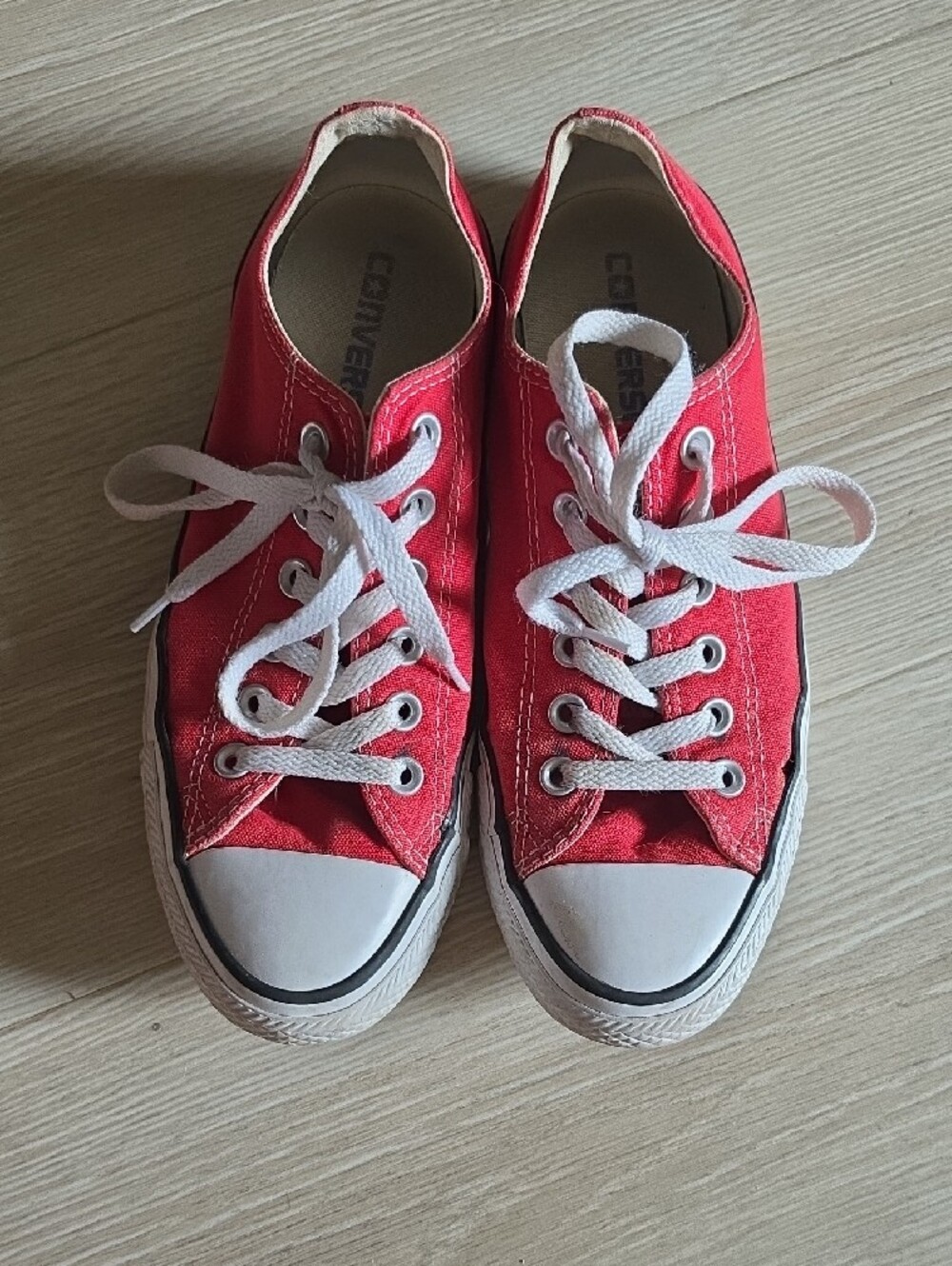 Converse Red Low-Top Canvas Sneakers with White Accents - Picture 5 of 10